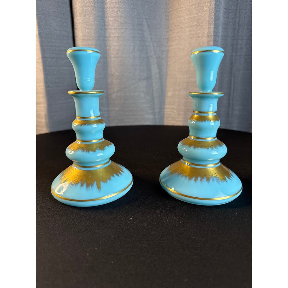 Vintage France PV Candlesticks/Decanter Bottle Pair